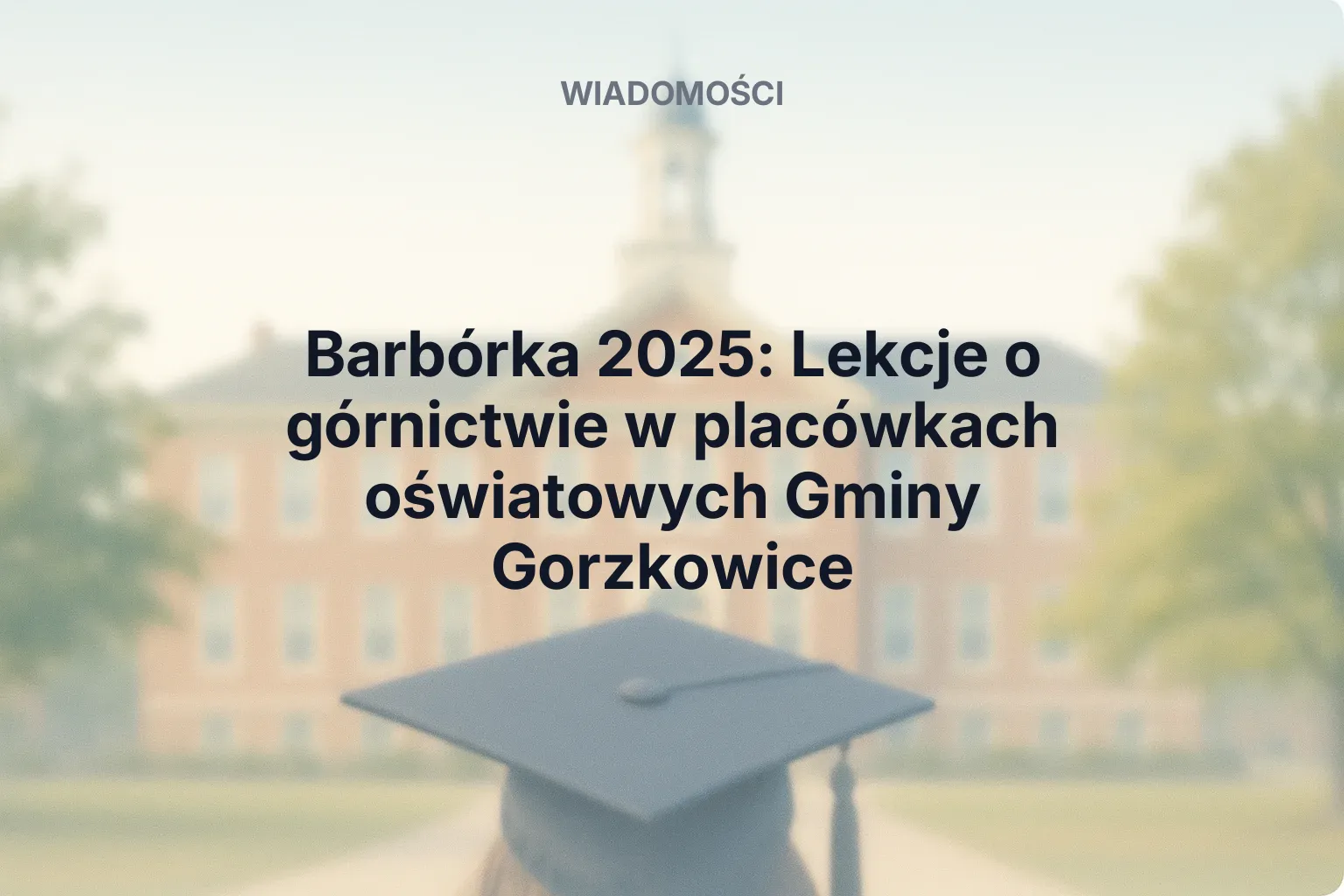 Artykuł: Barbórka 2025: Lekcje o górnictwie w placówkach oświatowych Gminy Gorzkowice
